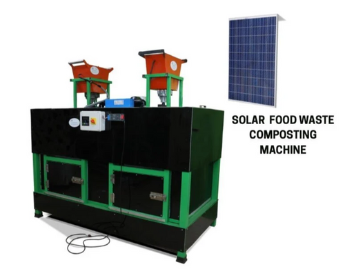 Solar food waste composting machine with a solar panel on a white background